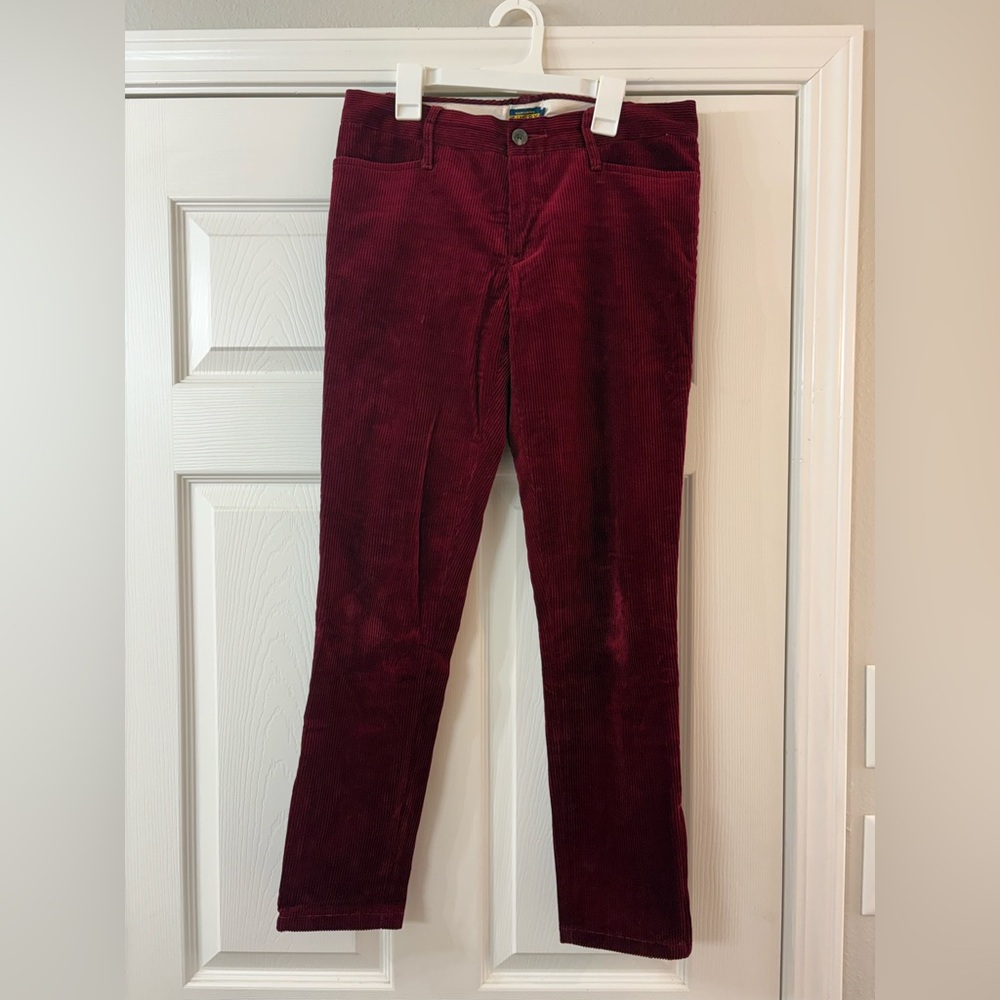Rugby Ralph Lauren WOMENS SIZE 4 Corduroy Chino Pants Zip Ankle Burgundy Red